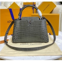 Shop Grade Louis Vuitton crocodile skin CAPUCINES M48866 dark gray