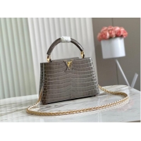 Affordable Price Louis Vuitton crocodile skin CAPUCINES BB M81190 gray