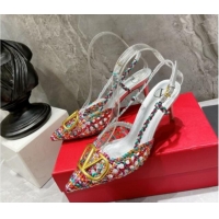 Good Quality Valentino VLogo Signature Slingback Pump in Woven Leather 8cm Heel Multicolor 0823014