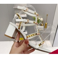 Duplicate Valentino Rockstud No Limit Sandals with 6cm Heel White 0824051