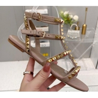 Best Grade Valentino Rockstud No Limit Flat Sandals in Nappa Nude 0824056