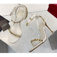 Luxury Valentino Rockstud No Limit Nappa Sandals 90MM Heel White 0824077