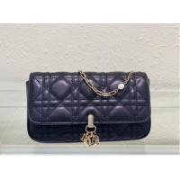 Inexpensive LADY DIOR PHONE POUCH Cannage Lambskin S0977O black