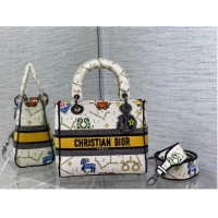 Famous Brand DIOR MEDIUM LADY D-LITE BAG Ecru Multicolor Dior Pixel Zodiac Embroidery M0565BRTY