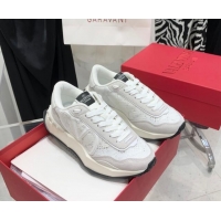 Hot Style Valentino Lacerunner Lace and Mesh Sneakers White/Light Grey 090623