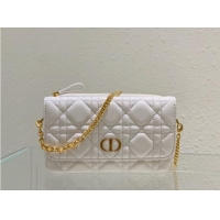 Best Product DIOR CARO POUCH WITH CHAIN Supple Cannage Calfskin S5125UWH white