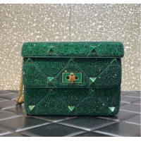 Luxurious VALENTINO GARAVANI Roman Stud soft sheep leather chain shoulder bag VW0B0I82 green