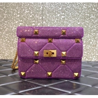 Well Crafted VALENTINO GARAVANI Roman Stud soft sheep leather chain shoulder bag VW0B0I82 purple