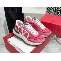 Crafted Valentino Lacerunner Lace and Mesh Sneakers Pink/White 090624