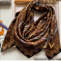 Top Quality Louis Vuitton Monogram Forever Silk Square Scarf 90x90cm LV2636 Brown 2022