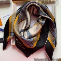 Super Quality Louis Vuitton Scarf Belt Print Silk Square Scarf 90x90cm LV2641 Black/Grey 2022