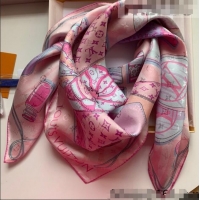 Buy Inexpensive Louis Vuitton LV Knit Silk Square Scarf 90x90cm LV2643 Pink 2022