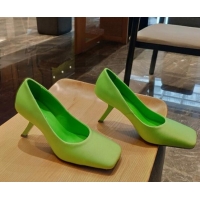 Stylish Balenciaga Silk High Heel Pumps 8.5cm with 7-Shaped Heel Green 060107