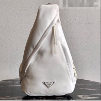 Good Product Prada Re-Nylon Messenger and Leather Backpack 2VZ092 White 2021