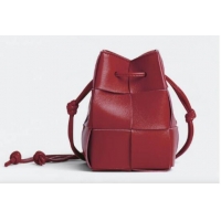 Top Quality Bottega Veneta Mini intreccio leather crossbody bucket bag 680217 Red