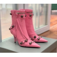 Best Price Balenciaga Cagole Ankle Boots 9cm in Crinkle Shiny Leather Pink 0831122