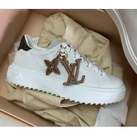 Charming Louis Vuitton Time Out Sneakers with Monogram Flower White/Brown 061703