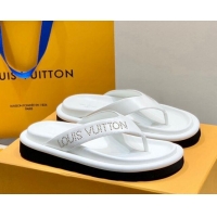 Cheap Price Louis Vuitton Pool Pillow Thong Flat Slide Sandals White 062001