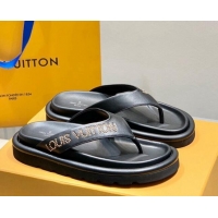 Low Cost Louis Vuitton Pool Pillow Thong Flat Slide Sandals Black 062002