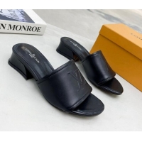 Luxurious Louis Vuitton Magnetic LV Heel Slide Sandals 3.5cm Black 062004