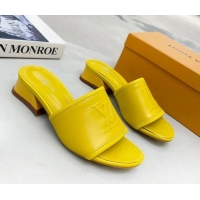 Good Looking Louis Vuitton Magnetic LV Heel Slide Sandals 3.5cm Yellow 062009