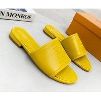 Durable Louis Vuitton Magnetic LV Flat Slide Sandals Yellow 062013