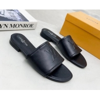 Good Quality Louis Vuitton Magnetic LV Flat Slide Sandals Black 062018