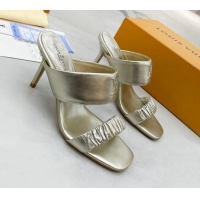 Charming Louis Vuitton Drapy High Heel Slide Sandals with Ruching Gold 062020