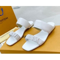 Best Price Louis Vuitton Drapy Flat Slide Sandals with Ruching White 062035