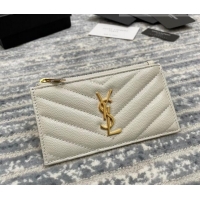 Buy Fashionable Saint Laurent Monogram Fragments Grained Leather Card Holders Wallet Y1520 White 2022