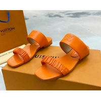 Elegant Louis Vuitton Drapy Flat Slide Sandals with Ruching Orange 062037