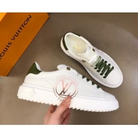 Low Price Louis Vuitton Time Out Leather Sneakers White/Green 0621051