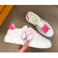 AAAAA Louis Vuitton Time Out Leather Sneakers White/Pink 0621052