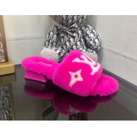 Top Quality Louis Vuitton Magnetic Shearling Heel Slide Sandals 3.5cm Fuchsia Pink 071964