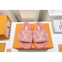 Best Product Louis Vuitton Shearling Flat Slide Sandals Light Pink 071988