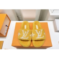 Perfect Louis Vuitton Shearling Flat Slide Sandals Yellow 071989