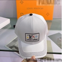 Famous Brand Louis Vuitton Canvas Baseball Hat 040201 White 2022