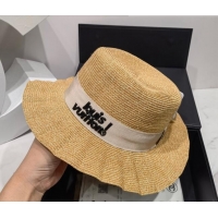 Good Looking Louis Vuitton Straw Wave Wide Brim Hat LV2981 Khaki/White 2022