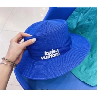 Discount AAAAA Louis Vuitton Straw Wide Brim Hat 0430412 Blue 2022