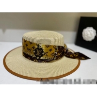 New Design Louis Vuitton Straw Wide Brim Hat 053155 Beige 2022