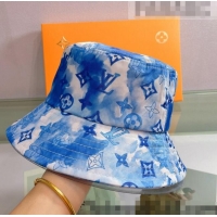 Modern Classic Louis Vuitton Watercolor Bucket Hat 053176 Blue 2022