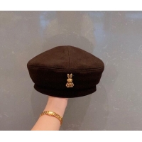 Super Quality Louis Vuitton Beret Hat with Rabbit LV1581 Black 2022