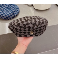 Best Product Louis Vuitton Damier Beret Hat 091586 Black/Grey 2022