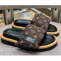 Best Price Louis Vuitton Monogram Nylon Pool Pillow Comfort Slide Sandals Brown 0719100