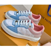 Good Looking Louis Vuitton Time Out Monogram Leather Sneakers Blue/Pink 0719109