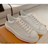 Stylish Louis Vuitton Time Out Monogram Leather Sneakers White 0719111