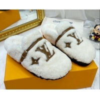 Sophisticated Louis Vuitton Winterbreak Shearling Comfort Flat Mules White 721108