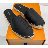 Best Product Louis Vuitton Starboard Cut-out Leather Espadrille Mules Black 072202