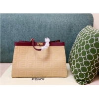 Top Quality Fendi X-Tote houndstooth wool shopper with FF embroidery 8BH374A Beige