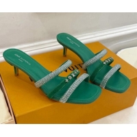 Top Grade Louis Vuitton Appeal Mid-Heel Slide Sandals 5.5cm Green 081072